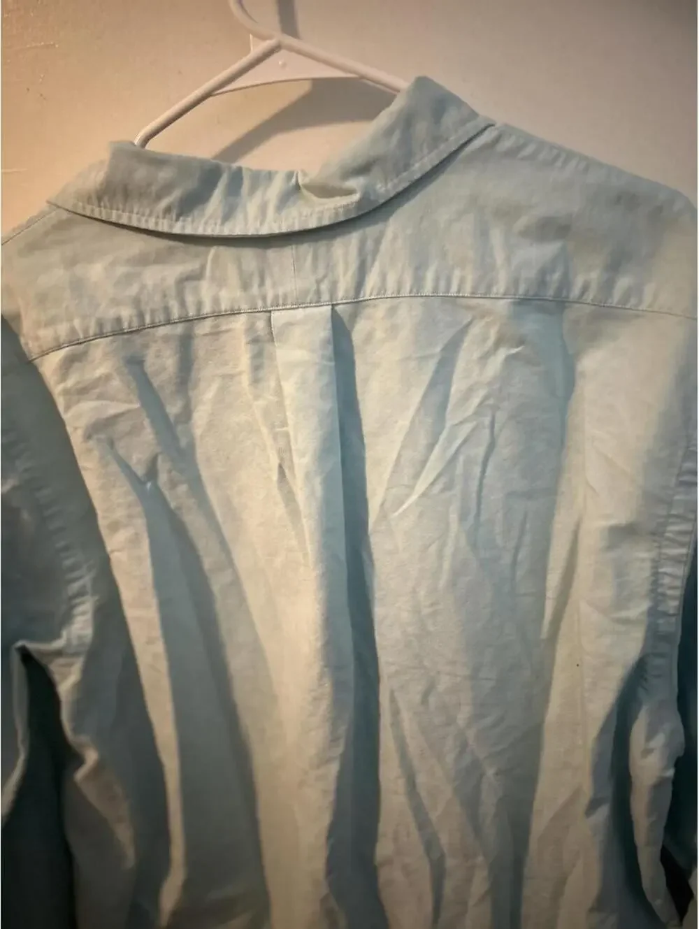 Ralph Lauren blue long sleeve polo w/ multicolor pony logo, custom fit, size XL.